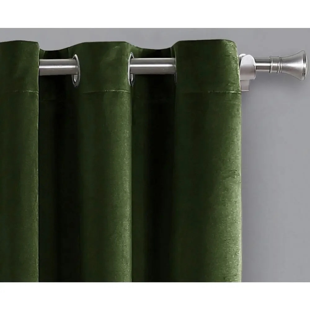 SilkHome Olive Green Total Blackout Velvet Window Certain 2-pack 52” x 96” each